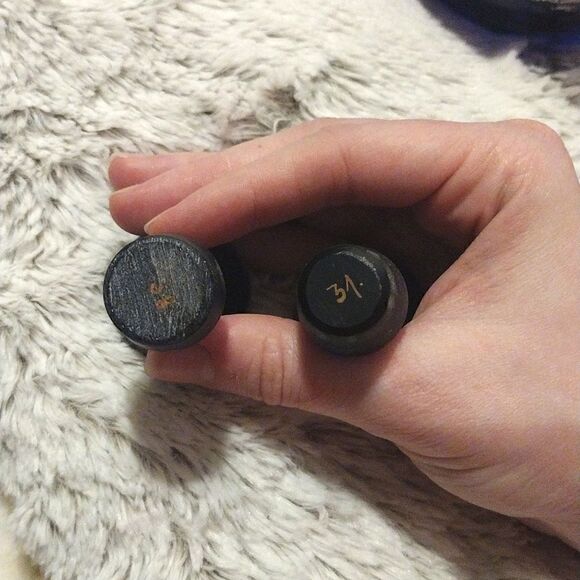 Vintage Set of Two Cobalt Blue Small Mary Gregory Cruets, Ewer Hand Painted Pair - Picture 12 of 15